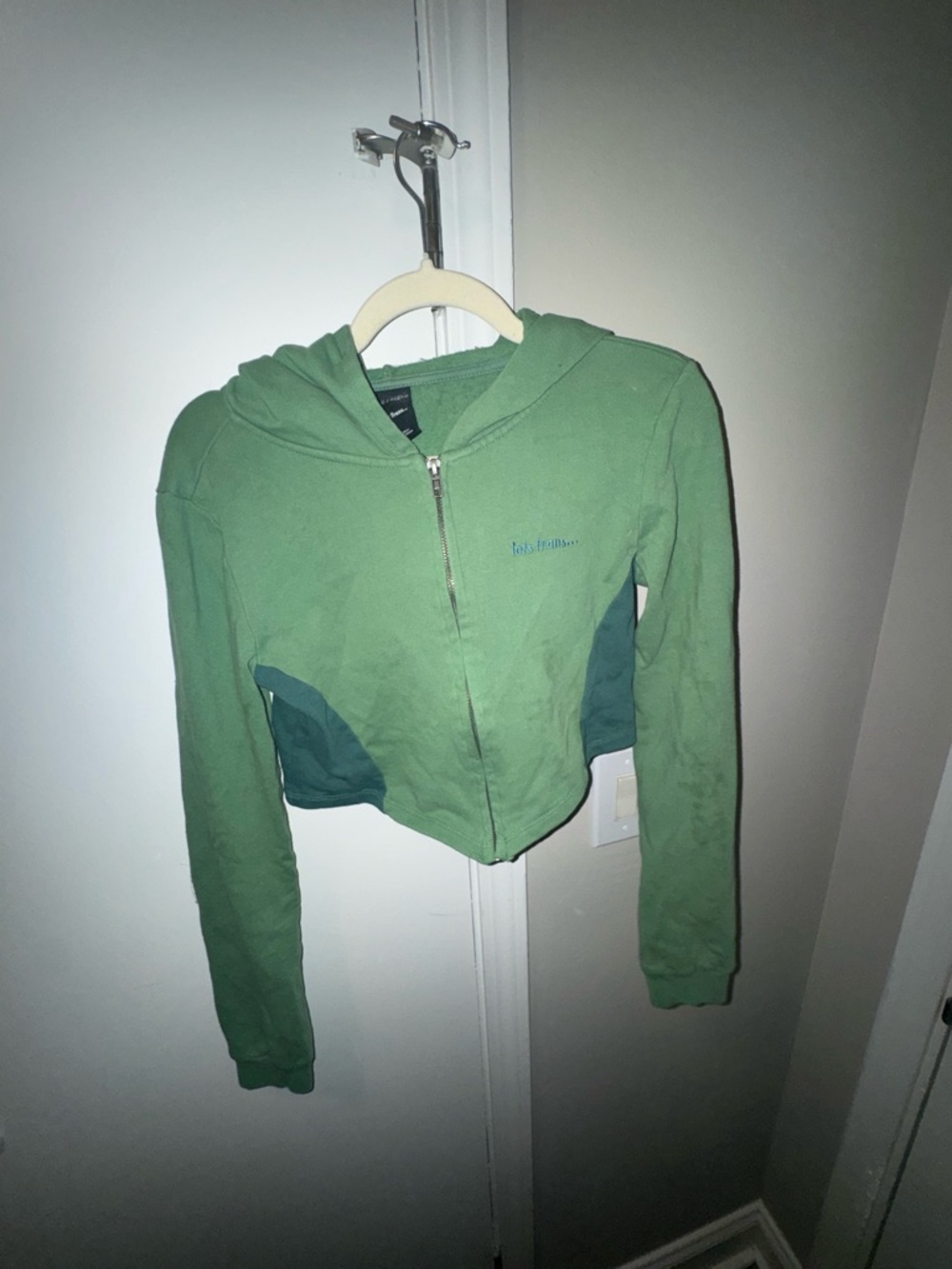 Urban Outfitters Iets Frans Cropped Corset Style Zip Front Hoodie